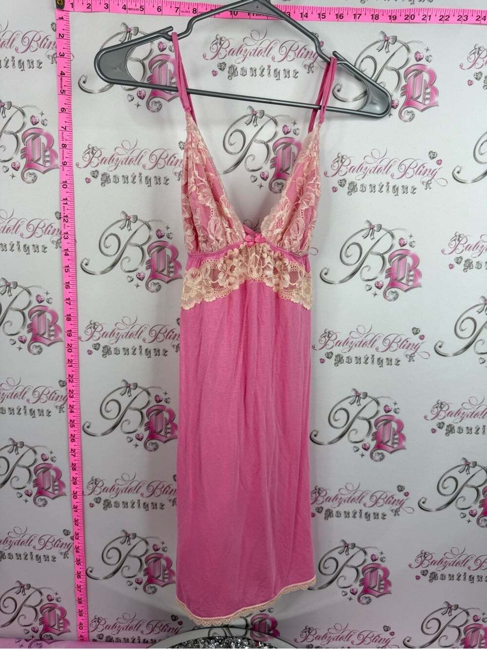Victoria's Secret Pink and Cream Lace Trim Sheer Chemise
